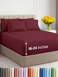 Extra Deep Queen Sheet Set - 6 Piece Breathable & Cooling Sheets - Hotel Luxury Bed Sheets Set - Easy & Secure Fit - Soft, Wrinkle Free & Comfy Sheets Set - Burgundy Sheet Set with Extra Deep Pockets