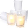 Set of 24 Frosted White Glass Votive Candle Holders Frosted Votive Candle Holders Bulk Wedding Party Birthday Centerpieces Spa Supplies Home Decorations