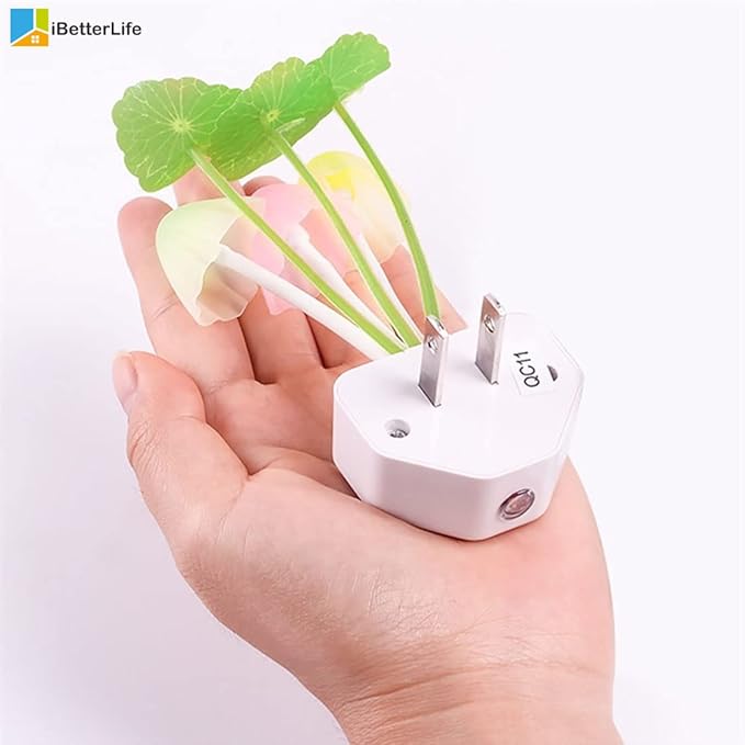 iBetterLife Sensor Mushroom Night Light - 2 Pack Color Changing Plug in Wall LED Mushroom Nightlight with Dusk to Dawn Sensor Auto On/Off Cottage Core Decor Lamp, Super Power Saving