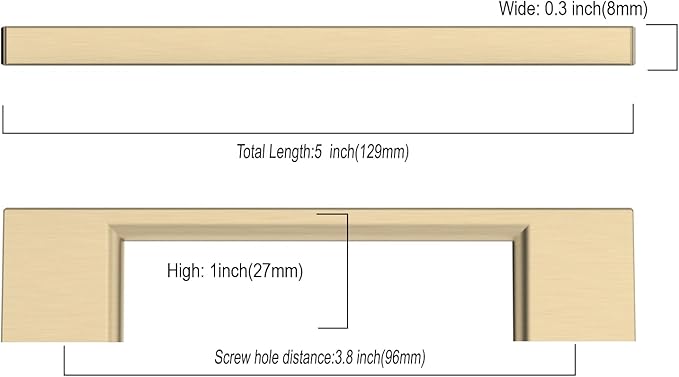 10 Pack Brushed Gold Cabinet Pulls 3.75 Inch Handles for Kitchen Cabinets, Brass Dresser Pulls Hardware
