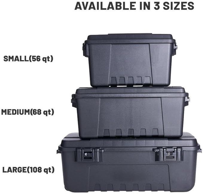 Plano Sportsman's Trunk, Medium 3 Pack, Black, Lockable Storage Box, Medium Storage Bins for Indoor and Outdoor Spaces, Easy to Carry, Secure and Transport, Airline Friendly