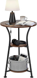 Dulcii Small Round End Table for Narrow and Small Space, 3-Tier Round Accent Couch Beside Table, Modern Side Table Corner Sofa Table Nightstand for Living Room Bedroom