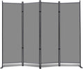 RANTILA 4 Panel Room Divider, 6 FT Folding Privacy Screen with Wide Feet, Freestanding Partition for Room Separation, Portable Room Divider Panel, 89" W x 71" H, Grey