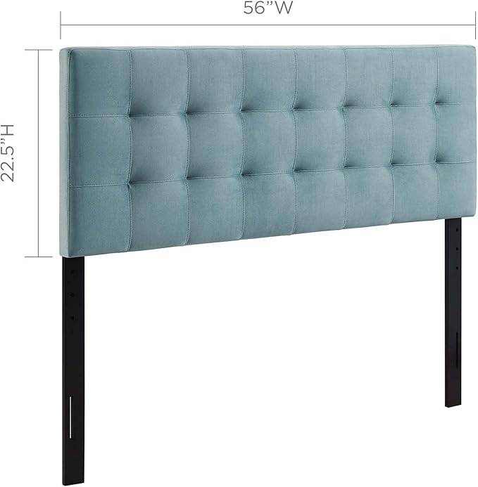 Modway Lily Biscuit Tufted Full Performance Velvet Headboard, Light Blue