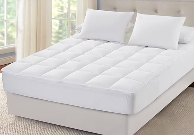 Sleep Mantra 100% Cotton Mattress Topper Twin XL Size - Premium Wrap-Around Cooling Topper Fits up to 20-Inch Mattress - Extra Soft, Deep Pocket, Breathable & Plush Quilted Down Fill (White)