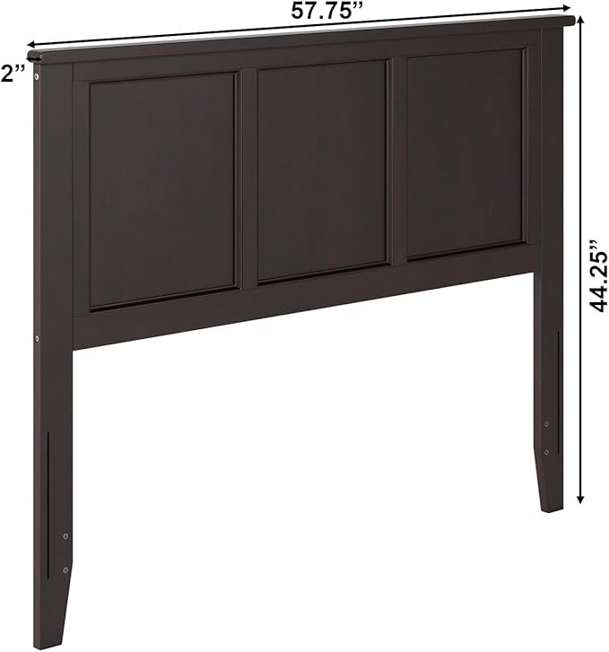 AFI, Madison Full Solid Wood Panel Headboard with Attachable Charger, Espresso
