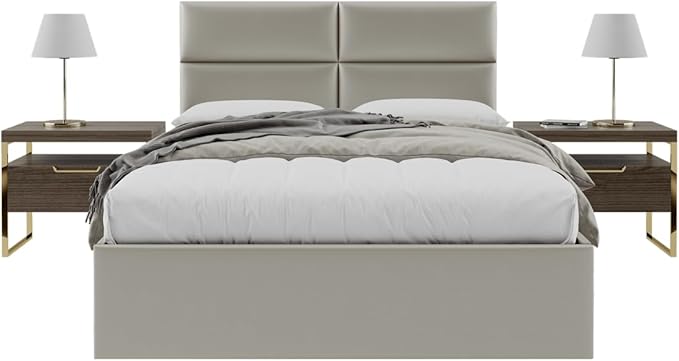 Vänt Upholstered Wall Panels - Queen/Full Size Wall Mounted Headboards - Metallic Neutral Champagne - Set of 4 Panels (Each Individual Panel 30"x11.5")
