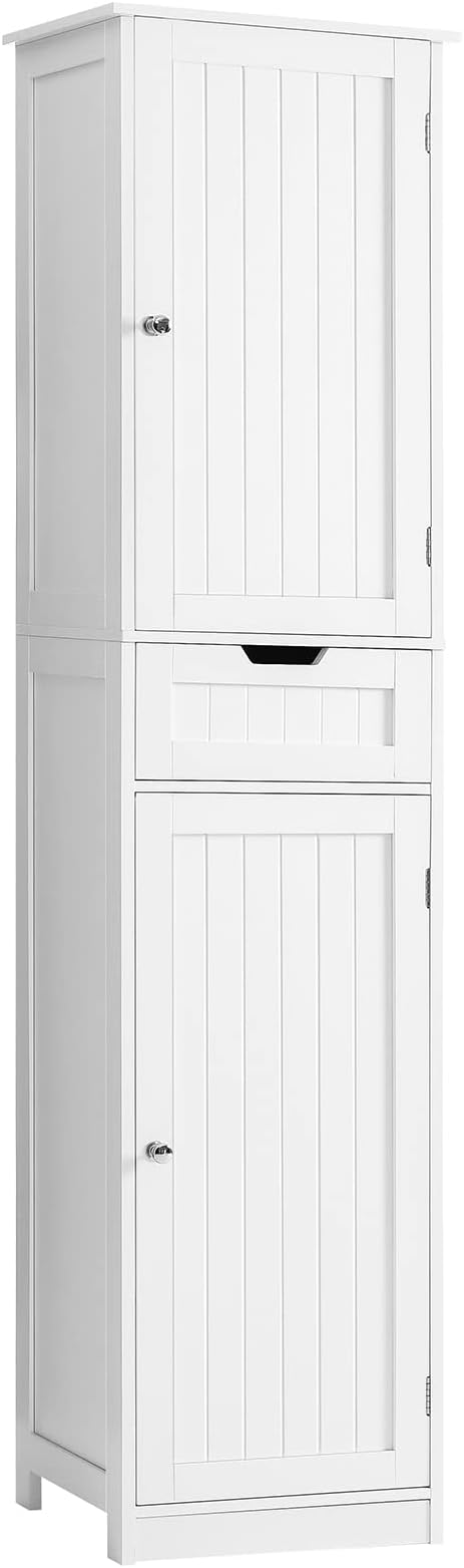 Iwell 67" Tall Bathroom Cabinet, Storage Cabinet with 2 Doors & 1 Drawer, Bathroom Storage Cabinets with Adjustable Shelves, for Living Room, Entryway, Home Office, White