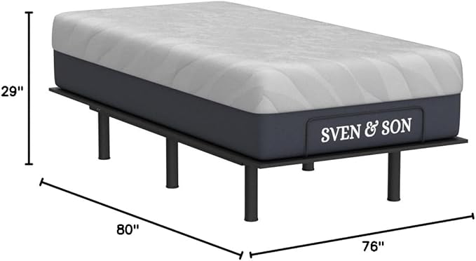 Sven & Son Essential Adjustable Bed Base (Frame) + 14 inch Hybrid Spring Matt (Medium Soft), Easy Assembly, Head and Foot Lift, Memory Positions, Zero Gravity, Wireless Remote - Split King