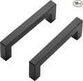 Ravinte 10 Pack Black Cabinet Pulls 3-3/4 Inch Square Cabinet Handles Matte Black Kitchen Hardware for Cabinet Drawer Pulls Come with Screwdriver