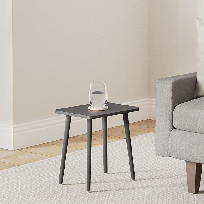 FORAOFUR Black Side/End Table, Modern, Minimalist Wooden Small Accent Table with Natural Legs for Living Room, Bedroom, Balcony and Office, Home Decor