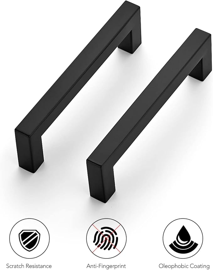 Ravinte 32 Pack 4-1/2 Inch Square Cabinet Handles - Matte Black Pulls for Kitchen Drawers, Cabinets, Cupboards - Hardware Handles