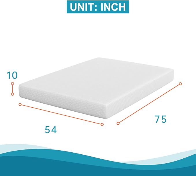 BestMassage | 10 Inch Full Mattress | Gel Memory Foam | Medium Firm Feel | White | Bed in a Box, CertiPUR-US Certified | Pressure Relief, Cooling Ventilated Foam | Breathable Knit Cover