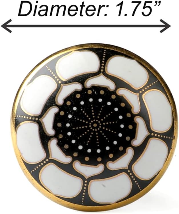 Perilla Home Set of 6 Knob Ceramic Decorative Knobs for Home Kitchen Cabinet Hardware Cupboard Door Dresser Wardrobe and Drawer Pulls (Marigold Black)