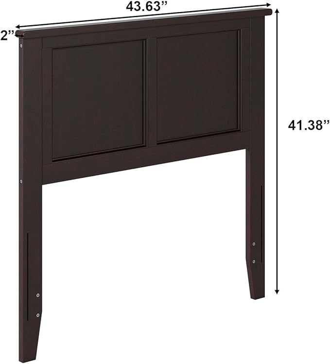 AFI, Madison Twin Solid Wood Panel Headboard with Attachable Charger, Espresso