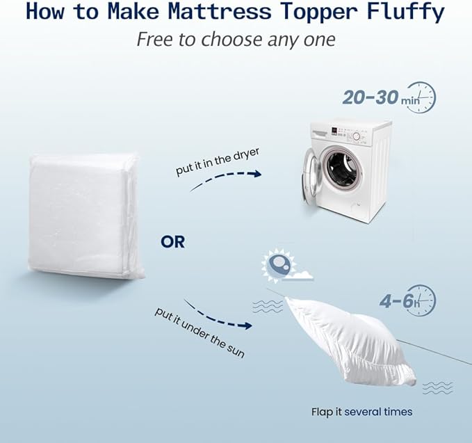 SOPAT Mattress Topper Queen Size Extra Thick Mattress Pad 8-21" Deep Pocket Soft Down Alternative Fill Mattress Protector Pillow Top Mattress Cover (60x80 Inches, White)
