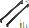Ravinte 15 Pack Black Cabinet Pulls 10 Inch Square Kitchen Cabinet Handles Matte Black Kitchen Hardware for Drawer Pulls Drawer Handles Come with Screwdriver