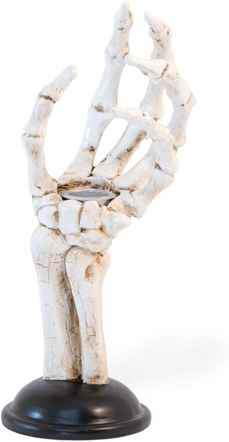 Boston International Halloween Taper Candle Holders, Set of 2, 3 x 8-Inches, Skeleton Hands