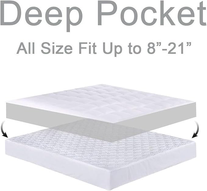 Mattress Topper Full for Back Pain, Extra Thick Mattress Pad Cover, Plush Pillow Top, Deep Elastic Pocket, Navy