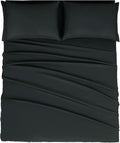 Mejoroom King Size Bed Sheet Set - Hotel Luxury 1800 Bedding Sheets & Pillowcases - 16" Deep Pocket Fitted Sheet, Soft, Breathable, Wrinkle & Fade Resistant - 4 Piece(King, Black)