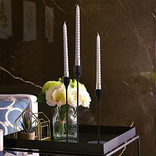 Matte Black Candlestick Holders, Set of 6 Candle Holders for 3/4" Taper Candles&Led Modern Metal Candle Stands Decorative Table Centerpieces for Wedding Party Church,Decorative Fitting