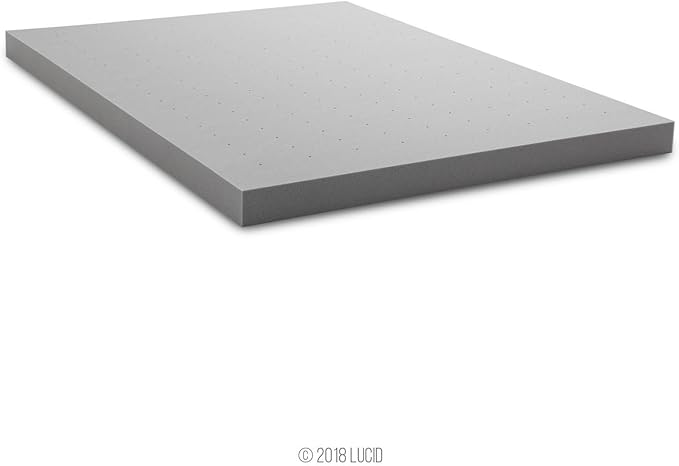 LUCID 4 Inch Bamboo Infused Memory Foam Mattress Topper - California King Size – Cooling Ventilation – Pressure Relieving Bed Topper - Mattress Pad – CertiPur Certified