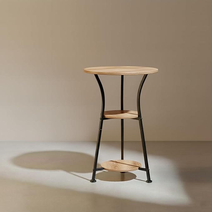 Dulcii Round Side Table for Narrow and Small Spaces,3 Tier Small Round End Table Sofa Side Table for Living Room,Small Bedside Table Round Nightstand for Bedroom
