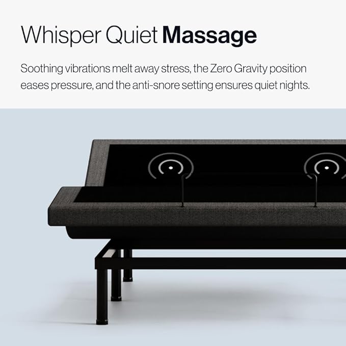 Upholstered Adjustable Bed Base 2.0 with Upgraded Motors, Massage, Wireless Remote, USB Port-Ergonomic Head and Foot Inclines, Queen