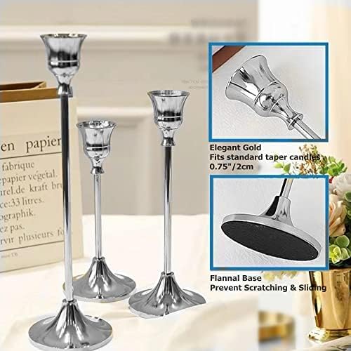 Candlestick Holder for Taper Candles Hi-Q Candle Holders (6PCS, Silver)