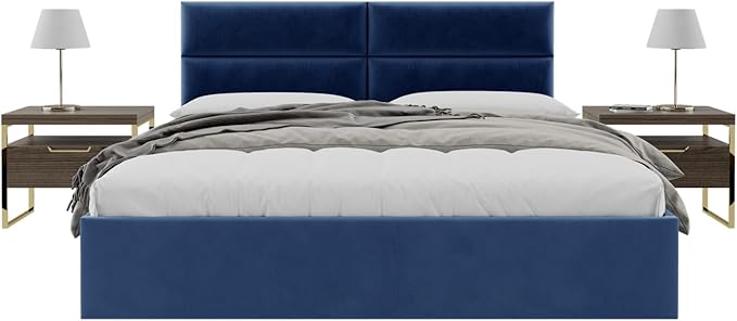 Vänt Upholstered Wall Panels - King/Cal King Size Wall Mounted Velvet Headboards - Velvet Navy - Twin/King - Set of 4 Panels (Each Individual Panel 39"x11.5")