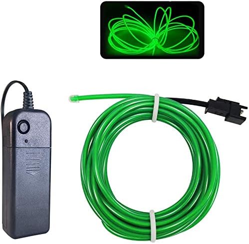 MaxLax EL Wire Green, 32.8ft/10m Portable Battery Pack Neon Light Strip 360° Cuttable Glowing Rope Lights for Parties, Halloween, DIY Decoration