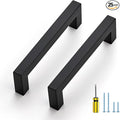 Ravinte 25 Pack Black Cabinet Pulls 4-1/2 Inch Square Kitchen Cabinet Handles Matte Black Kitchen Hardware for Drawer Pulls Drawer Handles Come with Screwdriver