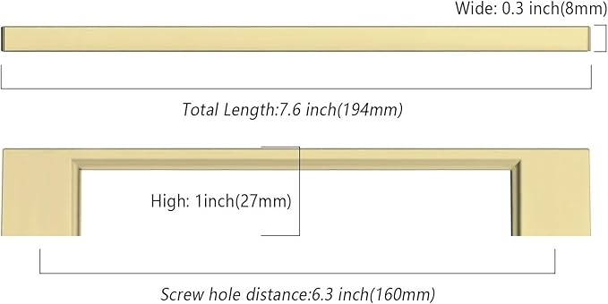 10 Pack Gold Cabinet Pulls - 6.25 Inch Handles - Drawer Pulls