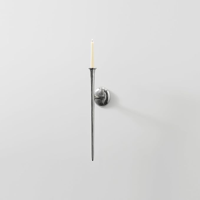 Aspar Wall Sconce, Modern Candle Holder with Elegant Hook Design, Versatile Decorative Lighting for Indoor Wall Decor and Ambiance Setting, Silver (Candle Not Included)