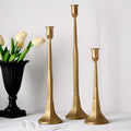 Denique Iron Taper Candle Holder Set of 3, Gold Candlestick Holders Decorative Candle Stand, Tapered Candle Holders Tall Set for Wedding, Dining Table, Home Decoration (Gold)