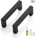 Ravinte 10 Pack Black Cabinet Pulls 3-1/2 Inch Square Kitchen Cabinet Handles Matte Black Kitchen Hardware for Drawer Pulls Drawer Handles Come with Screwdriver