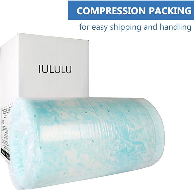 IULULU Mattress Topper, 2 Inch Gel Memory Foam Mattress Topper for Twin Size Bed, Blue