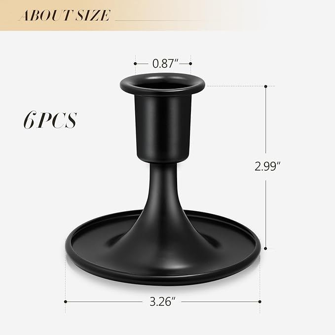 Candlestick Holders 6 PCS Short Metal Taper Candle Holders, KSWING Black Candle Stick Holders Set, Perfect for Table Centerpiece Mantel Party Wedding Christmas Home Decor, Set of 6