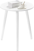 Apicizon Small Round Side Tables End Table Bedroom, White Nightstand Bedside Table for Living Room, Coffee Table with White Wood Legs, 16.5 x 20.5 Inches