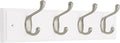 Liberty 129849 18-Inch Coat and Hat Hook Rail/Rack with 4 Heavy Duty Hooks, White and Satin Nickel