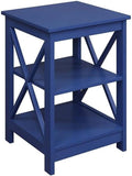 Convenience Concepts Oxford End Table 15.75" - Modern Living Room Table with Storage Shelves, Transitional Nightstand Side Table for Home Decor and Display, Cobalt Blue