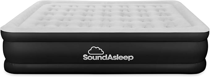 SoundAsleep Products Dream Series Luxury Air Mattress, ComfortCoil Technology, Built-in High Capacity Pump for Home, Camping- Double Height, Adjustable, Inflatable Blow Up, Portable - Full Size