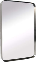 TEHOME 20x30 Brushed Nickel Bathroom Mirror Rounded Rectangle Brushed Silver Vanity Mirror in Stainless Steel