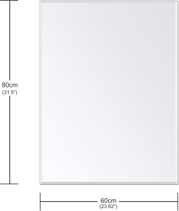 Ruomeng Wall Mirror Beveled Edge Frameless Mirror 24” x 32" Wall Mounted Mirror for Bathroom Vanity and Entryway