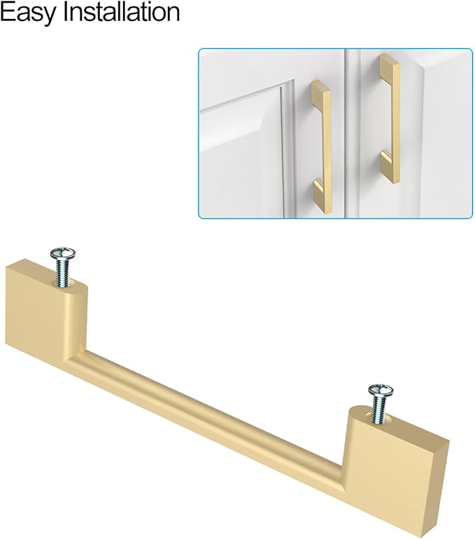 10 Pack Brushed Gold Cabinet Pulls 3.75 Inch Handles for Kitchen Cabinets, Brass Dresser Pulls Hardware