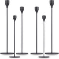 Matte Black Taper Candle Holder Set of 6, Tall Candlestick Holders, Metal Vintage Candle Stickers Long Holder Set, Pillar Decorative Candle Holder Fits 3/4 Inch Candle for Wedding, Dinner, Party