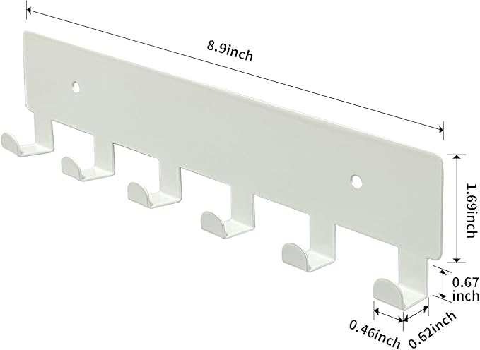 GTK Key Holder for Wall, Key Hooks with 6 Hooks, Wall Mounted Key Holder for Hallway, Self Adhesive Key Rack(White)