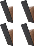 Homeforia Walnut Wood Coat Hooks, High End Walnut Wood & Black Metal Wall Mounted Coat Hooks, Mid-Century Modern Clothes Hooks, Heavy Duty Wooden Hooks for Hanging Coats, Hats, Towels & More, Set of 4