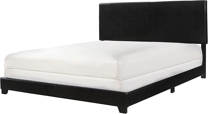 Crown Mark Erin Upholstered Panel Bed in Black, Full