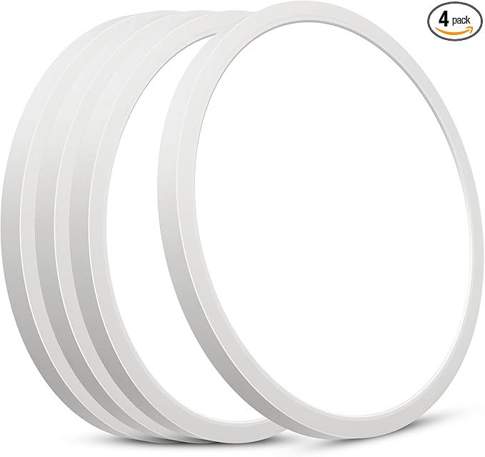 SunRider 4-Pack LED Flush Mount Ceiling Light Fixture, 6000K Cool White, 2400LM, 12 Inch 24W Modern White Round Flat Lamp, 240W Equiv. Non-Dimmable